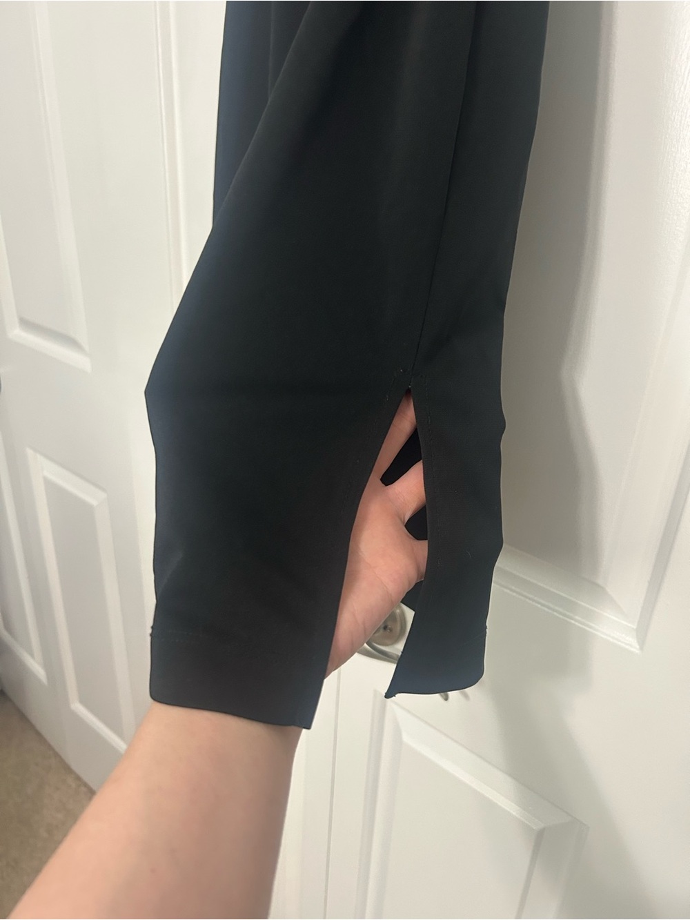 Vintage Y2K Express Sleeveless Black Collared Midi Dress Tie Waist & Side Slits - Picture 4 of 7